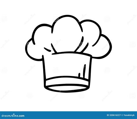 Uniform Caps Kitchen Staff Doodle Outline Vector Style Hand Drawn