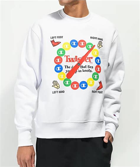 Champion X Twister Reverse Weave White Crewneck Sweatshirt