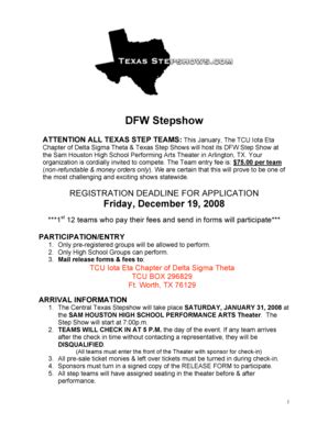 Fillable Online 09 DFW Step Show Doc Fax Email Print PdfFiller