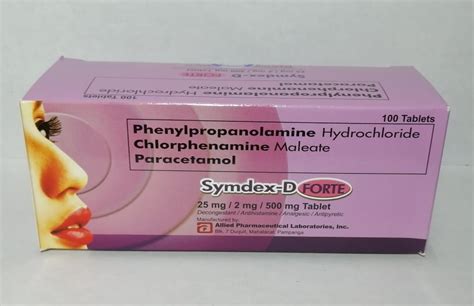 Symdenx Paracetamol Phenylpropanolamine Hydrochloride Chlorphenamine Maleate 500mg 25mg