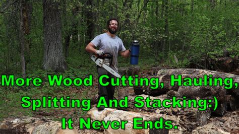 More Wood Cutting Hauling Splitting And Stacking It Never Ends Youtube