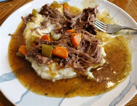 Homemade Pot Roast With Mashed Potatoes Food