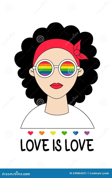 Cute Lesbian Girl In Rainbow Glasses Lgbt Pride Month Love Is Love