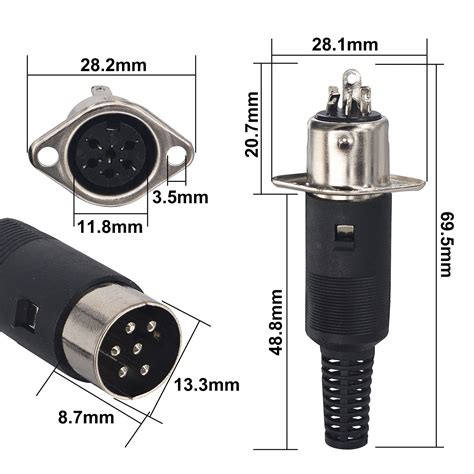 Din 6 Pin Male Plug Solder Connector Female Adapter Recessed Socket Panel Mount Av Adapter