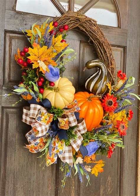 Large Fall Decorators Wreath For Large Front Door Extra Large Etsy