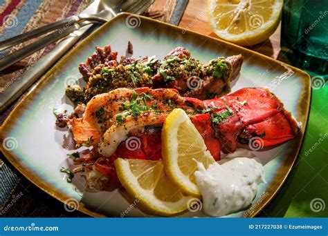 Surf and Turf Lobster stock photo. Image of baked, fancy - 217227038