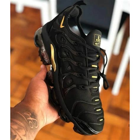 NK Air Vapormax Plus TN Preto Dourado NJ Champions League Bolha De Ar