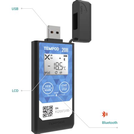 Tempod 20B enregistreur de température bluetooth et USB avec PDF