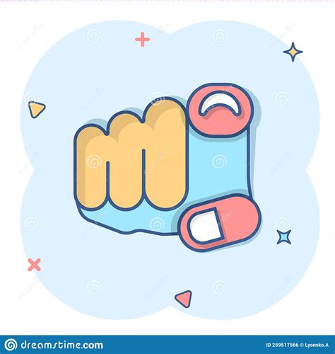 Finger Point Icon In Comic Style. Hand Gesture Cartoon Vector ...