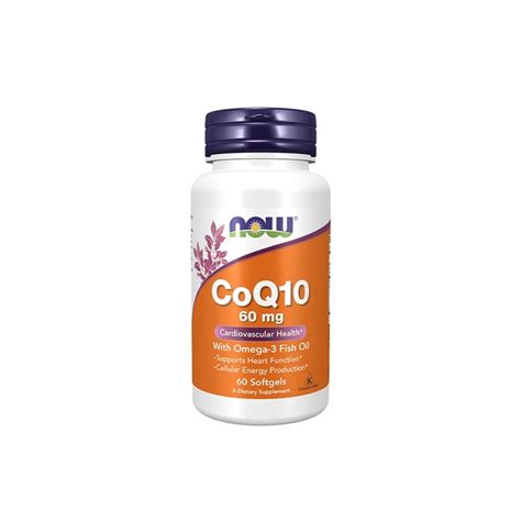 Now Coq10 60 Mg With Omega 3 Fish Oil Cardiovascular Health