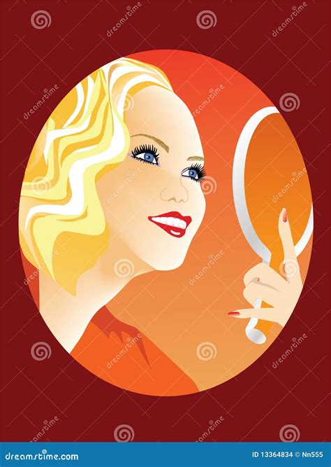 Blonde Woman Looking At Mirror Stock Vector Illustration Of Glamour Eyes 13364834