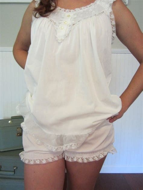 50 S Vintage Nightgown Lingerie 1950 S White Babydoll