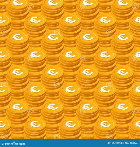 Stacks Of Gold Coins Vector Seamless Pattern Isometric Golden Euro