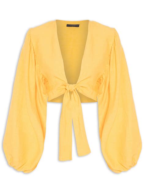 Blusa Linho L Cecci Amarelo Oqvestir