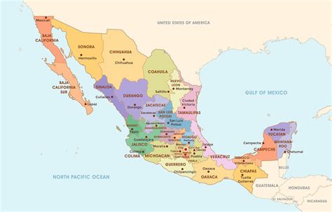 Mexico Detailed Country Map Template 21095707 Vector Art At Vecteezy