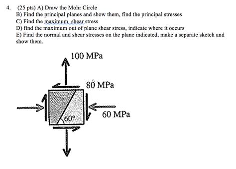 Solved Draw The Mohr Circle Find The Principal Planes And