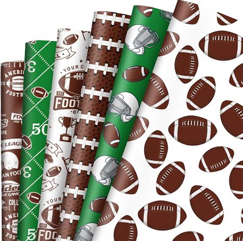 Anydesign 12 Sheet Rugby Wrapping Paper Football Helmet