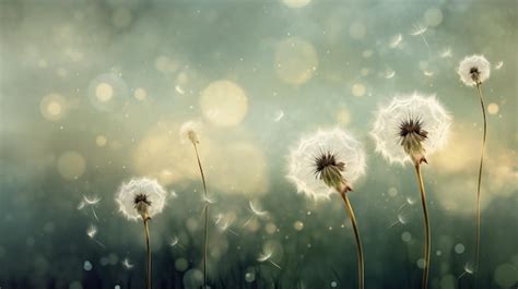 Premium Photo | Mural interior wallpaper for living room with dandelion many dandelions on green ...