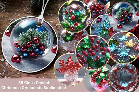 Glass Crystal Xmas Ornaments Sublimation Graphic By Naimas Creation