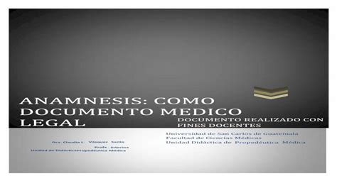 Anamnesis Como Documento Medico Legal · De Ciencias Clincias