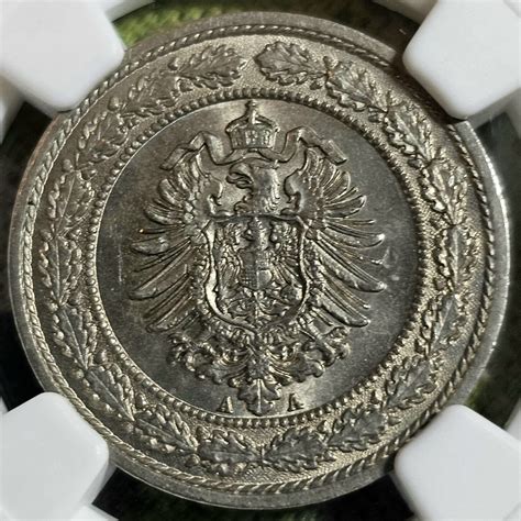 Kaiserreich Deutschland Germany 20 Pfennig 1887 A Kleiner Adler NGC MS