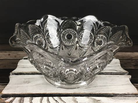 Antique Eapg Bowl Us Glass Co No 15090 Bullseye And Fan Ca 1905 Pattern Glass Antiques