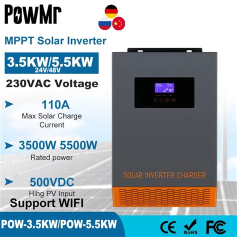 Powmr Inversor Solar H Brido Cargador Inversor Todo En Uno De Onda