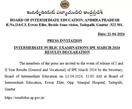 Resultsbie Ap Gov In Ap Inter Results Link Out Manabadi Bieap