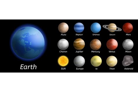 Galaxy Planets Icon Set, Realistic Style Graphic by ylivdesign ...