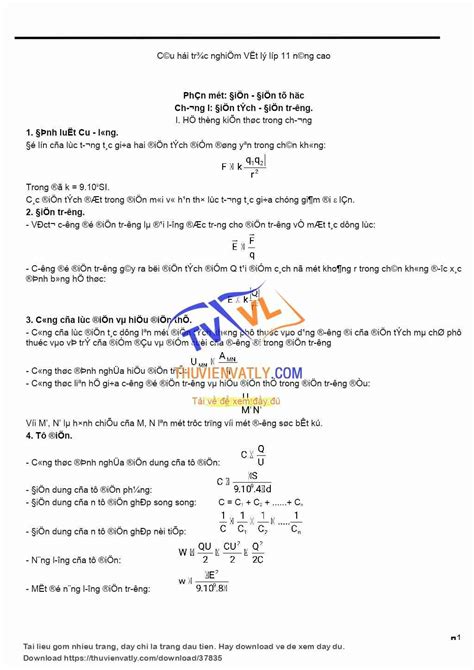 [doc] Trắc Nghiệm Vật Lí 11nc Cả Năm Thư Viện Vật Lý