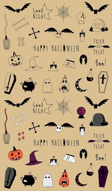 Premium Vector | Collection of doodle halloween stickers isolated. set ...