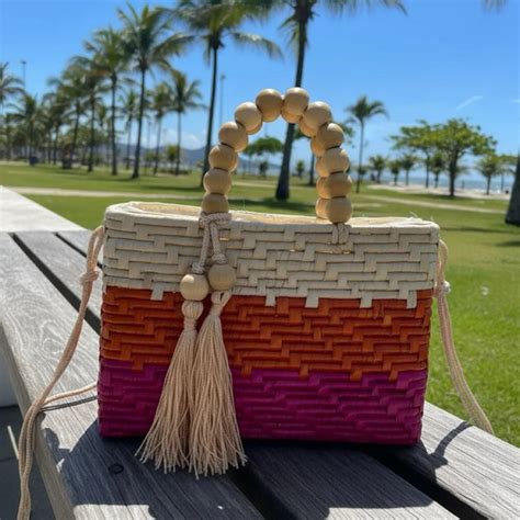 Bolsa Para Praia De Palha - Bolsa Feminina Para Praia de Palha Feita a Mão Produto Artesanal Leve ...