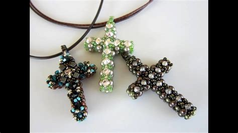 Beaded Cross Крестик из бисера и жемчуга Квадратное плетение Youtube