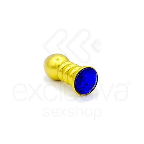 Plug Anal Dourado Formato C Nico Lust Metal Azul Exclusiva