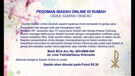 Ibadah Pentakosta Online Gereja Kristus Cibinong 31 Mei 2020 Youtube