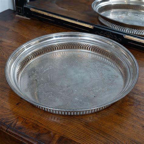 Lot A Silver Plated Round Tray Of Good Quality With Pierced Gallery