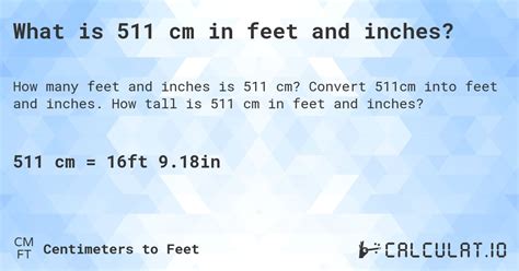 511 Cm In Feet And Inches Convert