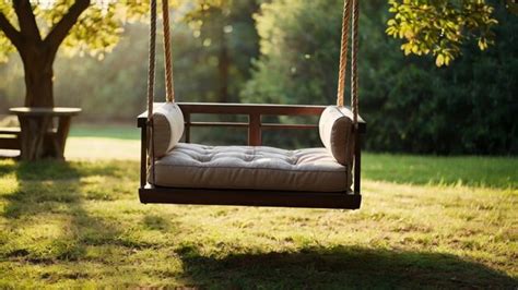 A Beautiful Stylish Swing Hanging On The Tree With Nature Background