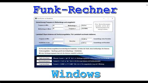 Funkrechner Freeware für Windows Induktivität Spule berechnen Dipol