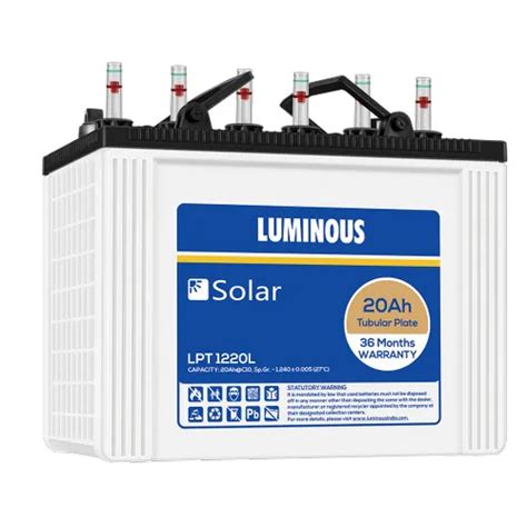 Luminous Solar 20 AH Tubular Battery Model Name Number Lpt 1220l At