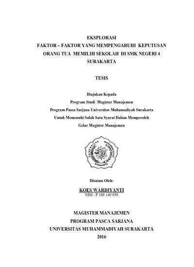 EKSPLORASI FAKTOR FAKTOR YANG MEMPENGARUHI KEPUTUSAN Eksplorasi