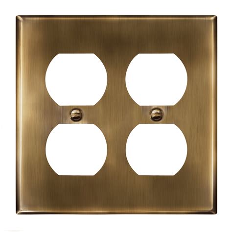 Enerlites Antique Brass Double Duplex Receptacle Metal Wall Plate