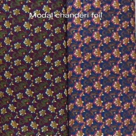 Viscose Rayon Cotton Chanderi Foil Print Fabric Floral Multicolour At