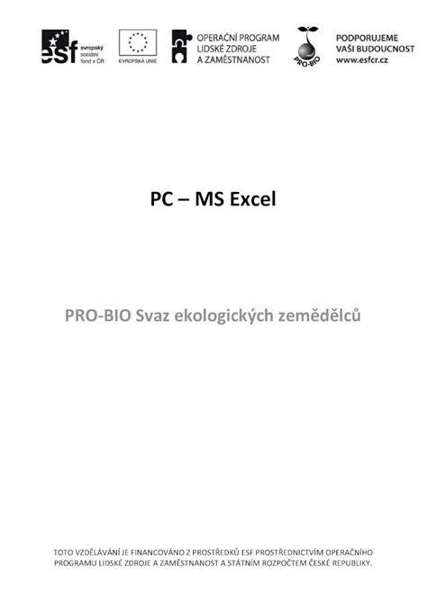 Pdf Pc Ms Excel Pro Bio Pdf Filetyto Skripta Jsou Vytvo Eny