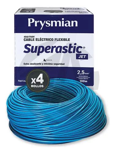 Cable Unipolar Prysmian 2 5mm Pack X4 Rollos Celeste X100 Ea