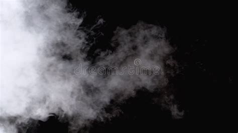 Water Vapor White Jet Of Vapour Steam On Black Background Slow Motion