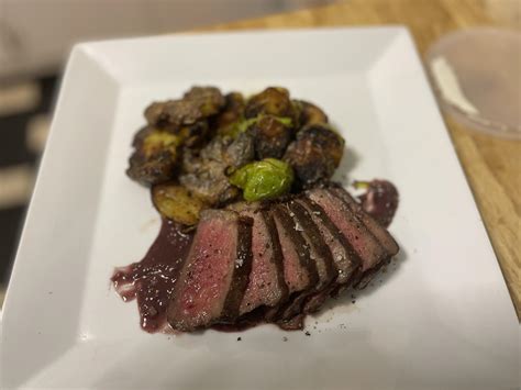 Homemade American Wagyu Ny Strip Crispy Smashed Potatoes Roasted