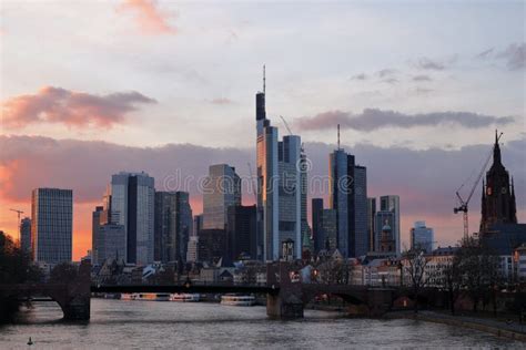 The skyline of Frankfurt editorial stock photo. Image of district ...