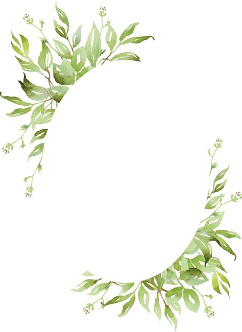 Watercolor Greenery Frame Png