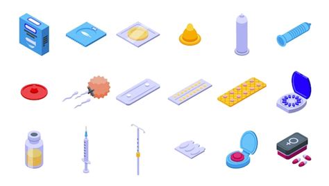 Premium Vector Contraceptives Icons Set Isometric Vector Birth Control